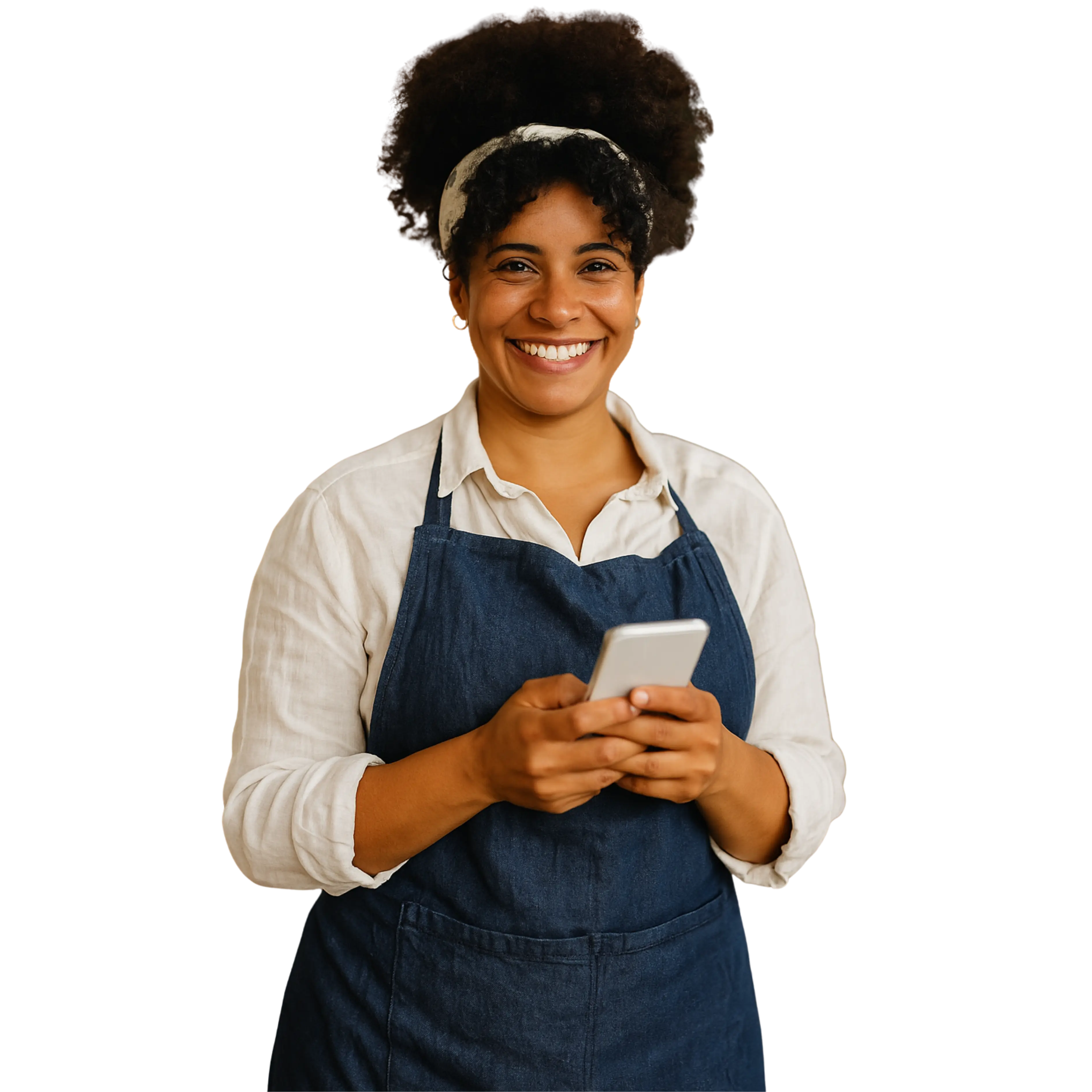Emprendedora trabajando en su negocio